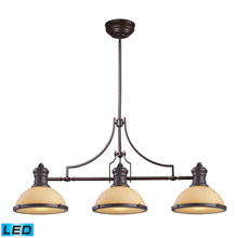 Elk Lighting 66235-3-LED Chadwick 3 Light LED Billiard In Oiled Bronze And Amber Glass