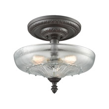 Elk Lighting 66395-3 3-Light Semi Flush in Oil Rubbed Bronze with Clear and Frosted Glass