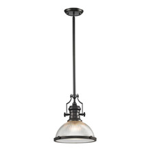 Elk Lighting 66533-1 Chadwick 1 Light Pendant In Oil Rubbed Bronze And Halophane Glass