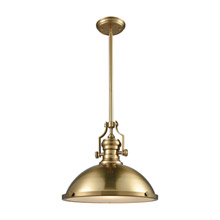 Elk Lighting 66598-1 1-Light Pendant in Satin Brass with Metal and Frosted Glass Diffuser
