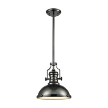 Elk Lighting 66604-1 3-Light Pendant in Black Nickel with Metal Shade and Frosted Glass Diffuser