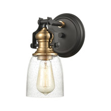 Elk Lighting 66684-1 4-Light Vanity Light in Oil Rubbed Bronze and Satin Brass with Seedy Glass