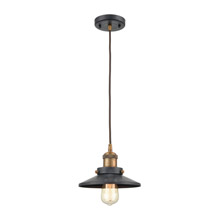 Elk Lighting 67184/1 1-Light Mini Pendant in Antique Brass and Tarnished Graphite with Metal Shade