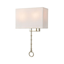 Elk Lighting 75020/2 2-Light Sconce in Polished Chrome with White Fabric Shade