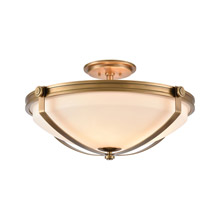Elk Lighting 89116/4 4-Light Semi Flush in Natural Brass with Frosted Glass