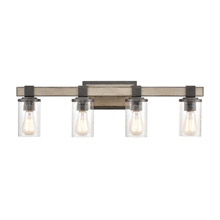 Elk Lighting 89143/4 4-Light Vanity Light in Anvil Iron and Distressed Antique Graywood with Seedy Glass