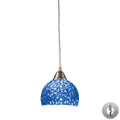 Cira 1 Light Pendant In Satin Nickel With Pebbled Blue Glass - Elk Lighting 10143/1PB-LA