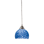 Cira 1 Light Led Pendant In Satin Nickel With Pebbled Blue Glass - Elk Lighting 10143/1PB-LED