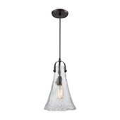 Hand Formed Glass 1-Light Mini Pendant in Oiled Bronze with Clear Hand-formed Glass - Elk Lighting 10555/1