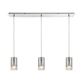 Tallula 3-Light Linear Mini Pendant Fixture in Chrome with Chrome-plated and Clear Crackle Glass - Elk Lighting 10570/3LP