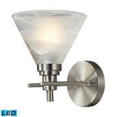 Pemberton 1 Light Led Vanity In Brushed Nickel And Marbelized White Glass - Elk Lighting 11400/1-LED