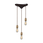 Camley 3 Light Pendant In Polished Gold And Oil Rubbed Bronze - Elk Lighting 14391/3