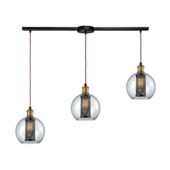 Bremington 3-Light Linear Mini Pendant Fixture in Oiled Bronze with Clear Glass and Cage - Elk Lighting 14530/3L