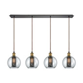 Bremington 4-Light Linear Pendant Fixture in Oiled Bronze with Clear Glass and Cage - Elk Lighting 14530/4LP