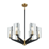 Blakeslee 6-Light Chandelier in Matte Black and Satin Brass with Clear Glass - Elk Lighting 15315/6