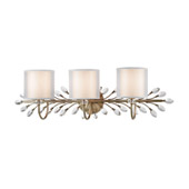 Asbury 3-Light Vanity Light in Aged Silver with White Fabric Shade Inside Silver Organza Shade - Elk Lighting 16278/3