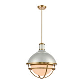 Jenna 1-Light Pendant in Satin Silver and Satin Brass with Opal White Glass - Elk Lighting 16565/1