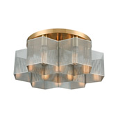 Compartir 7-Light Semi Flush Mount in Satin Brass with Perforated Metal - Elk Lighting 21109/7