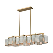 Compartir 10-Light Linear Chandelier in Satin Brass with Perforated Metal Shades - Elk Lighting 21114/10