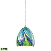 Colorwave 1 Light Led Pendant In Satin Nickel And Tropics Glass - Elk Lighting 31445/1TB-LED