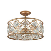 Armand 4-Light Semi Flush in Matte Gold with Clear Crystals - Elk Lighting 32092/4