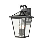 Main Street 3-Light Outdoor Sconce in Black with Clear Glass Enclosure - Elk Lighting 45471/3