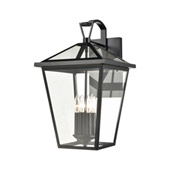 Main Street 4-Light Outdoor Sconce in Black with Clear Glass Enclosure - Elk Lighting 45472/4
