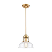 Manhattan Boutique 1-Light Mini Pendant in Brushed Brass with Clear Glass - Elk Lighting 46575/1