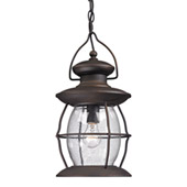 Village Lantern 1 Light Outdoor Pendant In Weathered Charcoal - Elk Lighting 47043/1