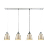 Merida 4-Light Linear Pendant Fixture in Polished Chrome with Silver Linen Glass - Elk Lighting 56530/4LP