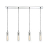 Swirl 4-Light Linear Pendant Fixture in Polished Chrome with Clear Etched Glass - Elk Lighting 56595/4LP