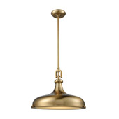 Rutherford 1-Light Pendant in Satin Brass with Metal Shade - Elk Lighting 57072/1