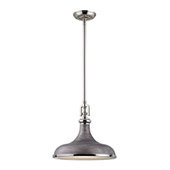 Rutherford 1 Light Pendant In Polished Nickel And Weathered - Elk Lighting 57081/1