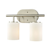 Pemlico 2-Light Vanity Lamp in Satin Nickel with White Glass - Elk Lighting 57131/2