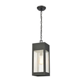 Angus 1-Light Outdoor Pendant in Charcoal with Seedy Glass Enclosure - Elk Lighting 57303/1