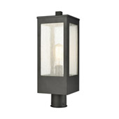 Angus 1-Light Outdoor Post Mount in Charcoal with Seedy Glass Enclosure - Elk Lighting 57304/1