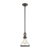 Rutherford 1-Light Mini Pendant in Oil Rubbed Bronze with Seedy Glass - Elk Lighting 57360/1