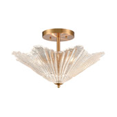 Radiance 4-Light Semi Flush in Satin Brass with Clear Textured Glass - Elk Lighting 60165/4