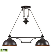 Farmhouse 2-Light Island Light in Oiled Bronze with Matching Shade - Includes LED Bulbs - Elk Lighting 65150-2-LED