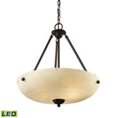 Restoration 4-Light Pendant in Aged Bronze with White Glass - Includes LED Bulbs - Elk Lighting 66322-4-LED