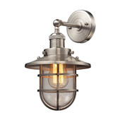 Seaport 1 Light Sconce In Satin Nickel And Clear Glass - Elk Lighting 66356/1