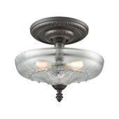 Restoration 3-Light Semi Flush in Oil Rubbed Bronze with Clear and Frosted Glass - Elk Lighting 66395-3
