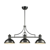 Chadwick 3-Light Island Light in Black Nickel with Metal Shade and Frosted Glass Diffuser - Elk Lighting 66605-3