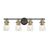 Chadwick 4-Light Vanity Light in Oil Rubbed Bronze and Satin Brass with Seedy Glass - Elk Lighting 66687-4