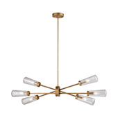 Contemporary Xenia 6-Light Chandelier in Matte Gold with Seedy Glass - Elk Lighting 66984/6
