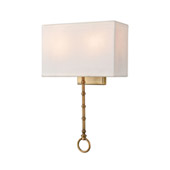 Shannon 2-Light Sconce in Warm Brass with White Fabric Shade - Elk Lighting 75040/2