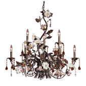 Cristallo Fiore 9-Light Chandelier in Deep Rust with Clear and Amber Florets - Elk Lighting 85003