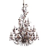 Cristallo Fiore 18-Light Chandelier in Deep Rust with Clear and Amber Florets - Elk Lighting 85004