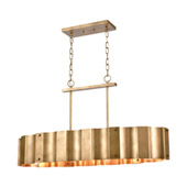 Clausten 4-Light Island Light in Natural Brass with Natural Brass Metal Shade - Elk Lighting 89068/4