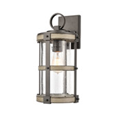 Crenshaw 1-Light Outdoor Sconce in Anvil Iron and Distressed Antique Graywood with Seedy Glass - Elk Lighting 89145/1